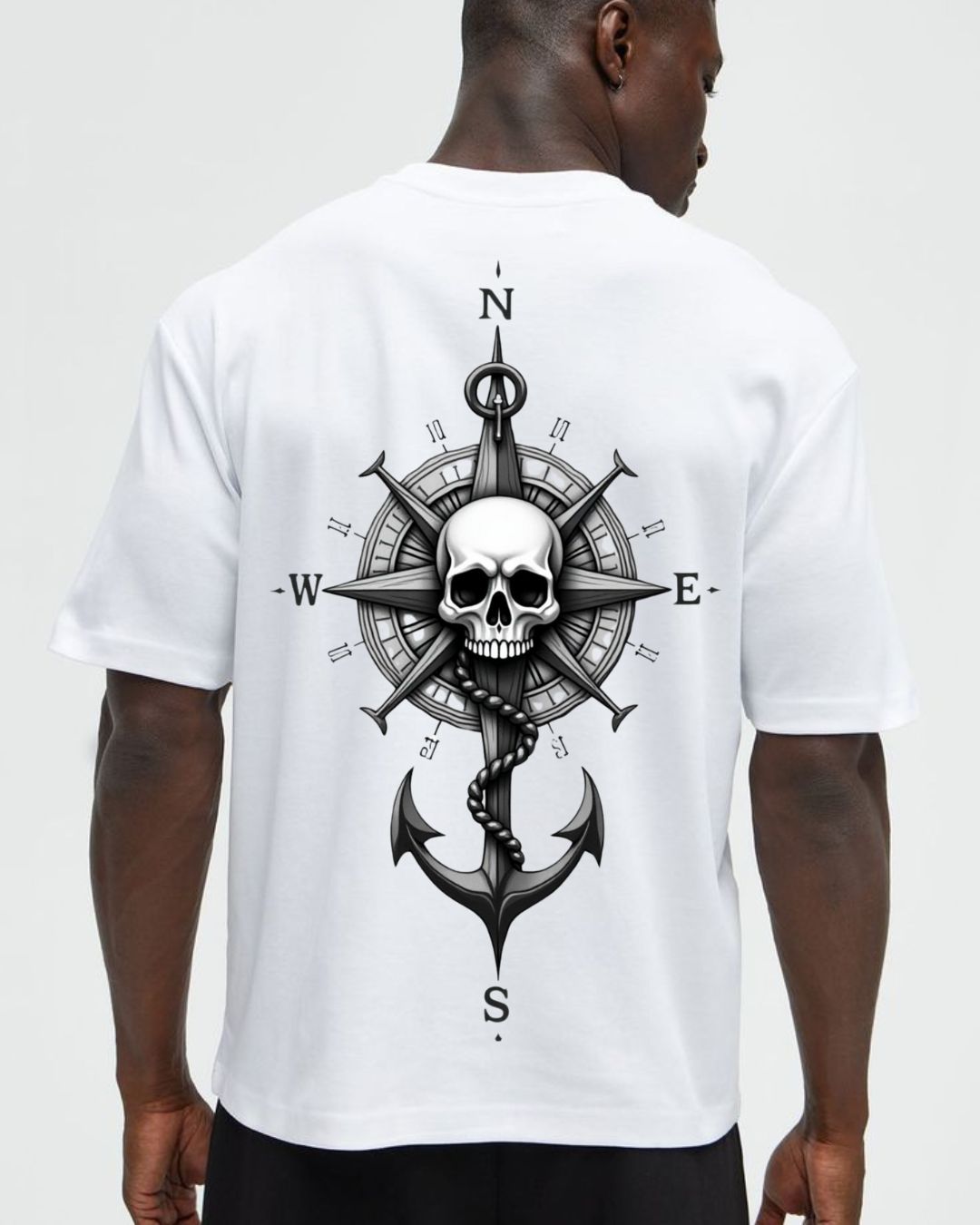 Navigate Your Destiny: Compass Skull Tee.