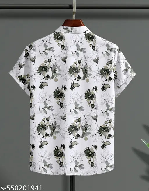 Men's Stylish White Floral Printed Shirt.