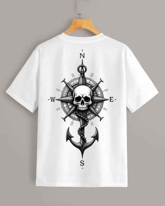 Navigate Your Destiny: Compass Skull Tee.