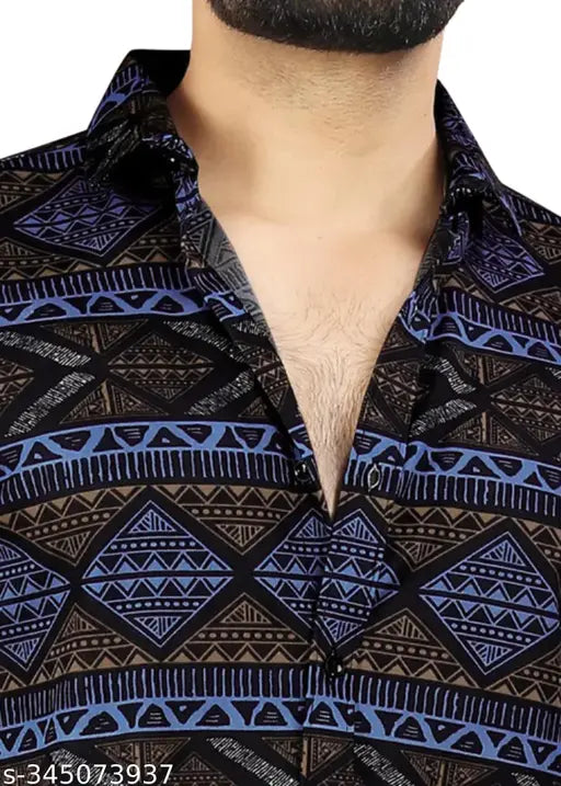 Men’s Tribal Print Stretchable Casual Shirt.